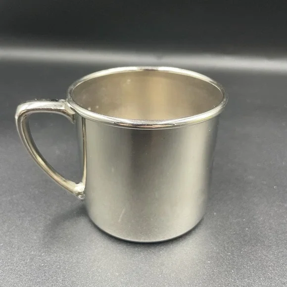 Vintage 1940c Silverplate Baby Cup- Unmarked - EUC- Toddlers Cup Baby Gift 6oz - Picture 3 of 15